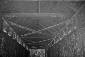 black and White Abandoned Bridge