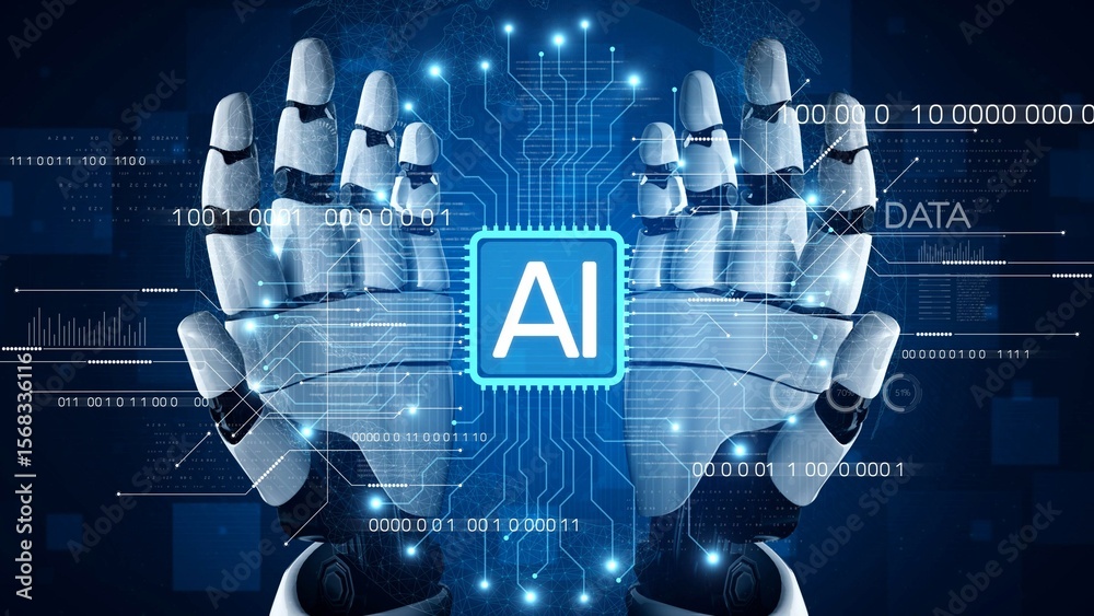 Poster ai assistant brain processor with llm technology, big data, machine learning, generative ai for busi