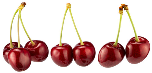 collection of sweet cherries isolated on a white background