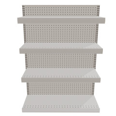 Supermarket retail shelves for front display of products