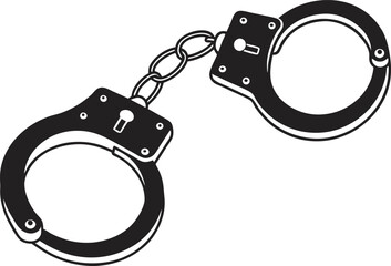 Naklejka premium Vector art of a pair of handcuffs are displayed, isolated on white background
