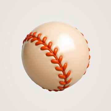 Glossy baseball with orange stitching animation isolated asset, transparent 4K video, alpha channel, ProRes 4444