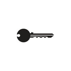 black key vector isolated, simple vintage key icon, flat key silhouette design, old style key graphic, minimal key for security logo