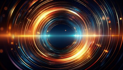 Obraz premium glowing circular light trails with sparkles abstract background