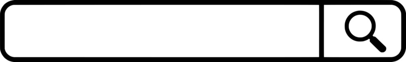 Obraz premium Black and white search bar with magnifying glass icon symbol vector