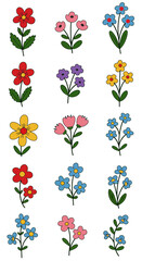 set of flowers