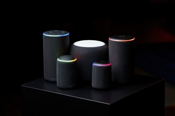 Amazon echo smart speaker lineup displayed