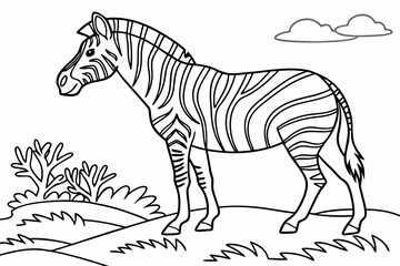 coloring page line art the zebra black vector