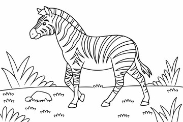 coloring page line art the zebra black vector