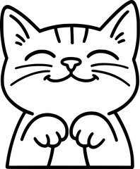happy cat begging for food, pet, illustration, vector