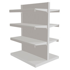 Supermarket gondola retail shelves for product display. shelves for empty for product placement
