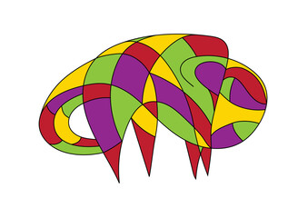 Abstract painting of a bison in bright colors