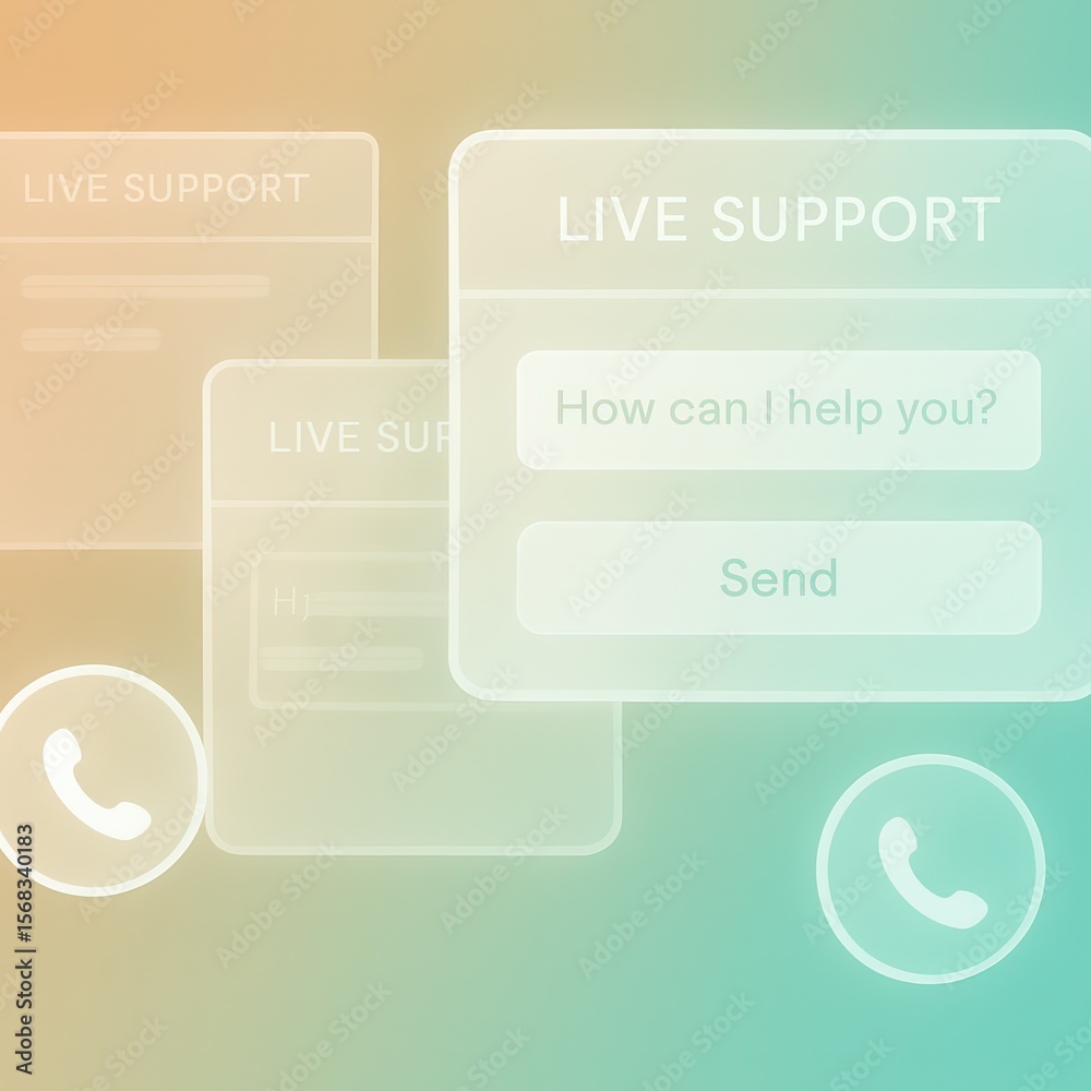 Poster visual representation of online support. a seamless illustration of live customer support. a digital