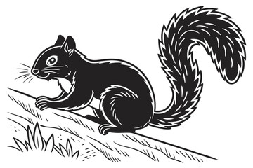 coloring page line art the squirrel black vector