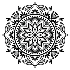 Intricate Black and White Mandala Design Geometric Floral Pattern