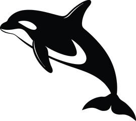 Naklejka premium Silhouette of orca whale jumping