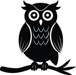 Silhouette Owl Perched on Branch
