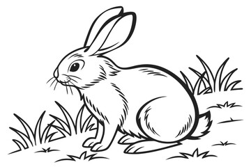 coloring page line art the rabbit black vector