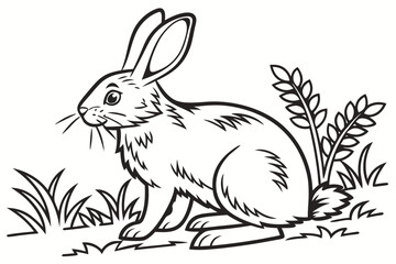 Fototapeta premium coloring page line art the rabbit black vector