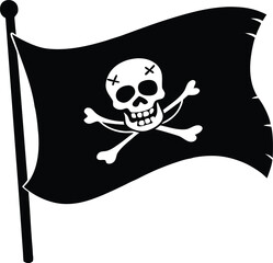 Vector art of black and white pirate flag isolated on white background