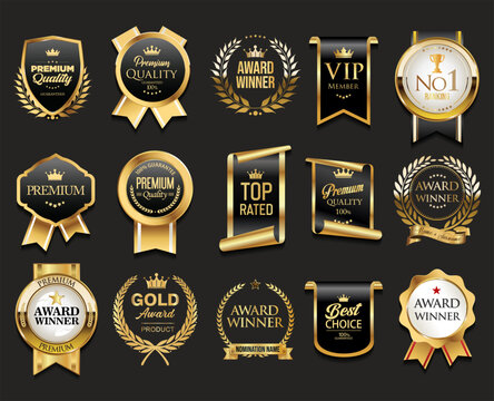 Elegant sale and premium quality frame badge and label collection Luxury royal design stock illustration