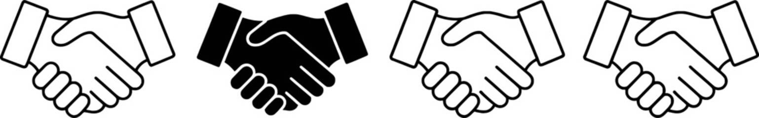 Handshake agreement symbol set black and white deal partnership