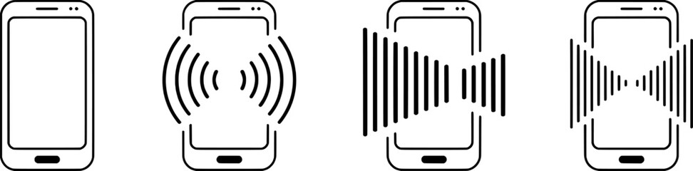 Smartphone signal wave and sound wave icons mobile