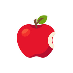 Fototapeta premium Red Apple with a Bite-Healthy Eating Concept-Fresh Fruit Illustration-Delicious Snack Idea-Vitamins and Nutrition-Bitten Apple Image-Symbol of Knowledge and Health