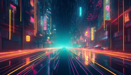 digital rain effect falling neon lines cyberpunk aesthetic