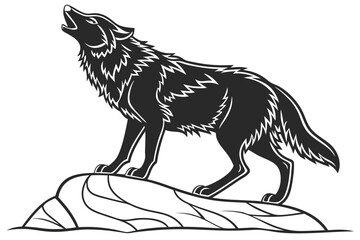 coloring page line art the wolf black vector