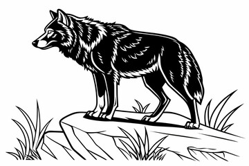 coloring page line art the wolf black vector