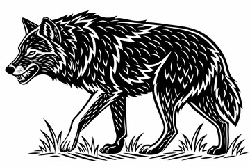 Obraz premium coloring page line art the wolf black vector