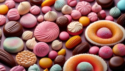 background material with sweets laid out