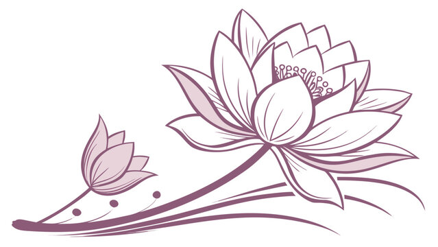 Elegant Lotus Flower Line Art Illustration Botanical Design Element