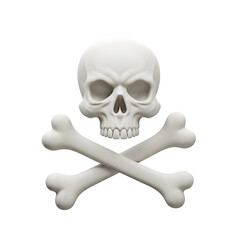 Fototapeta premium Pirate Danger Illustration with White Skull and Crossbones – Classic Symbol of Warning and Adventure, Isolated on White or Transparent Background