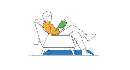 A person sits comfortably in a chair enjoying a book with a focused expression and relaxed posture illustrating the joy of reading