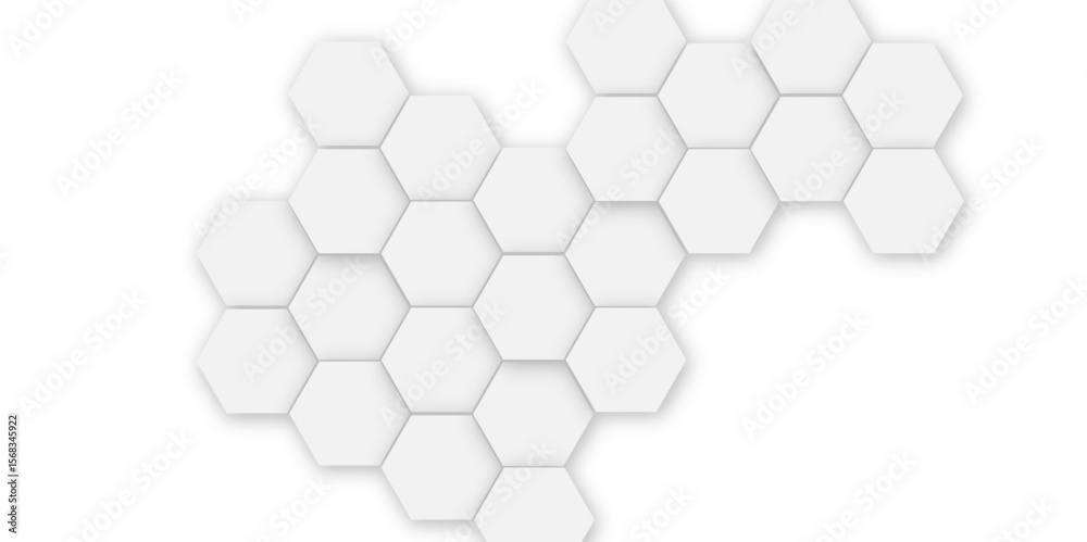 Fototapete abstract white hexagon vector wallpaper with hexagon grid realistic geometric mesh cells texture min