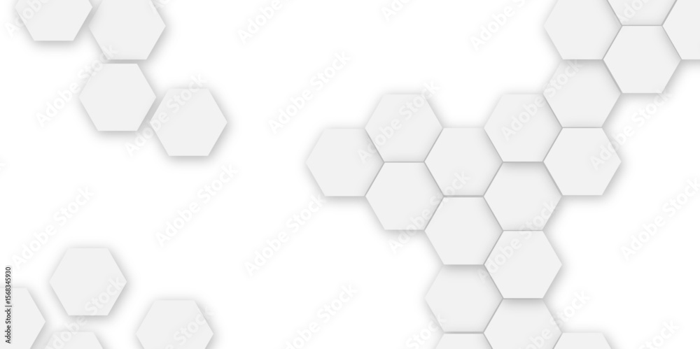 Fototapete abstract white hexagon vector wallpaper with hexagon grid realistic geometric mesh cells texture min