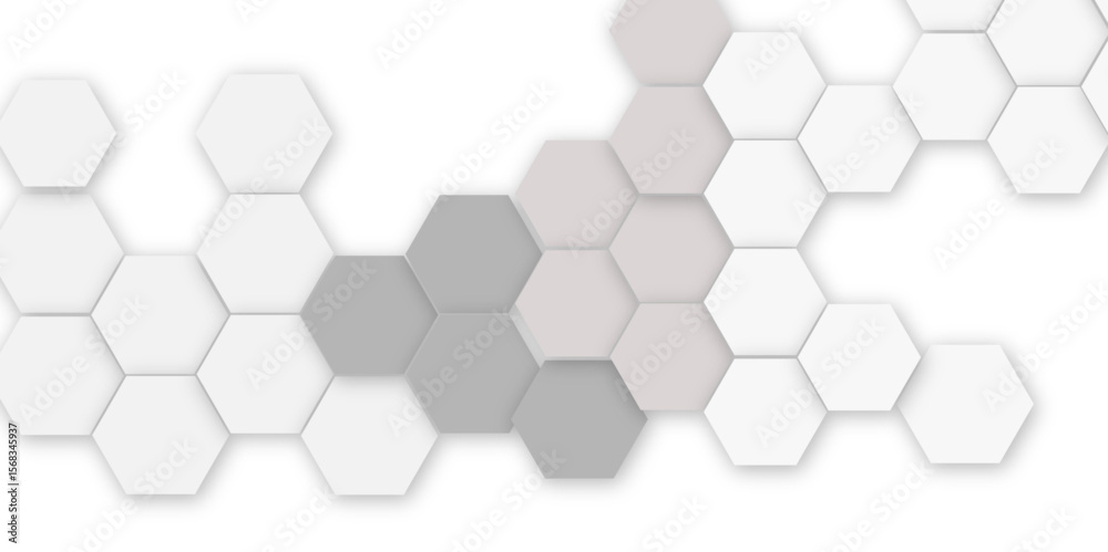 Fototapete abstract white hexagon vector wallpaper with hexagon grid realistic geometric mesh cells texture min