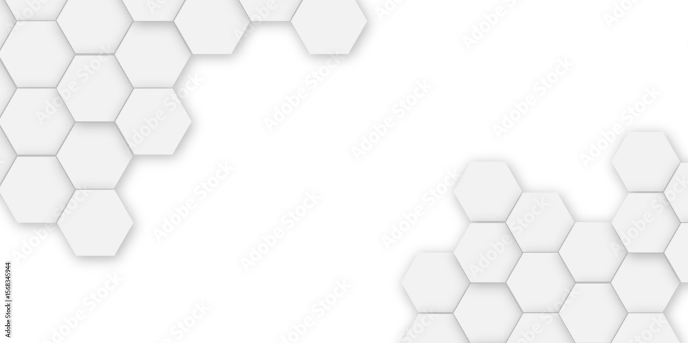 Fototapete abstract white hexagon vector wallpaper with hexagon grid realistic geometric mesh cells texture min
