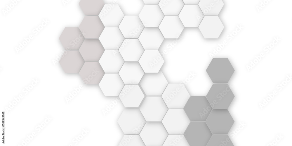 Fototapete abstract white hexagon vector wallpaper with hexagon grid realistic geometric mesh cells texture min