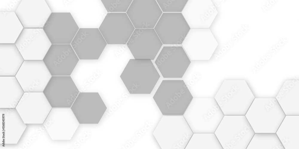 Fototapete abstract white hexagon vector wallpaper with hexagon grid realistic geometric mesh cells texture min