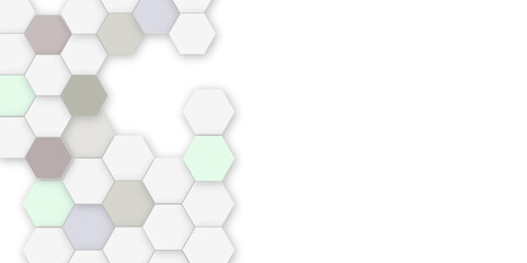 Abstract white hexagon vector wallpaper with hexagon grid realistic geometric mesh cells texture minimal futuristic medical concept hexagon on transparent background. 