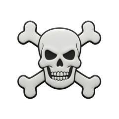 Pirate Danger Illustration with White Skull and Crossbones &ndash; Classic Symbol of Warning and Adventure, Isolated on White or Transparent Background