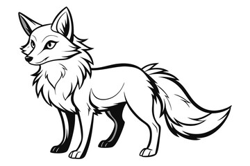 coloring page line art the fox black vector