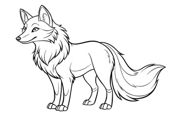 coloring page line art the fox black vector