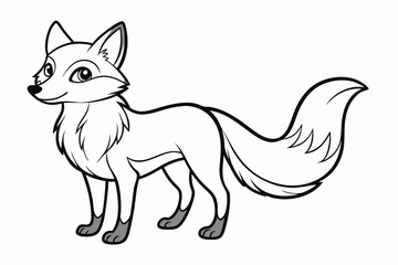 coloring page line art the fox black vector