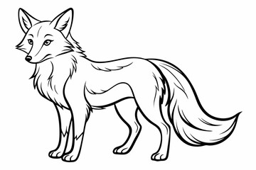 coloring page line art the fox black vector