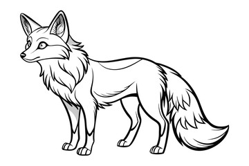 coloring page line art the fox black vector