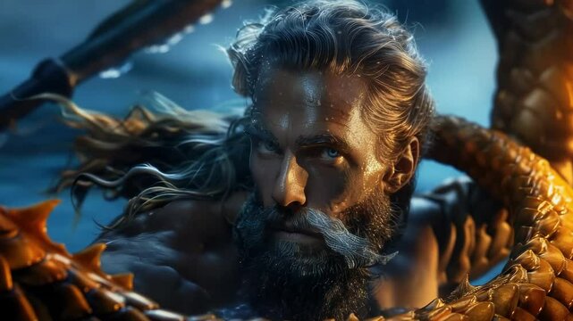 Poseidon as Neptune: ocean king, water deity, Olympian sovereign, Ahti ally, Aegir domain, Njord counterpart, Greek mythic force, sea lord, watery realm, divine protector.